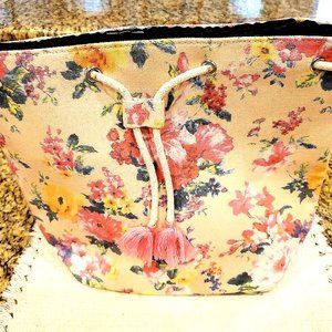L@@K Floral Canvas Tote ~ Bucket Bag ~ Backpack ~ 11" H X 13.5" W X 5" D